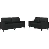 vidaXL Ensemble de canapés 2 pièces avec coussins Noir Similicuir