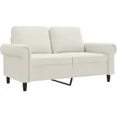 vidaXL Canapé 2 places crème 120 cm velours