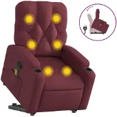 vidaXL Fauteuil de massage avec releveur vin rouge Tissu