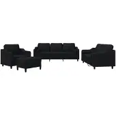 vidaXL Ensemble de canapés 4 pièces avec coussins Tissu noir