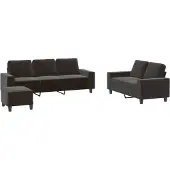 vidaXL Ensemble de canapés 3 pièces noir tissu