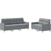 vidaXL Ensemble de canapés 2 pièces avec coussins Tissu gris clair