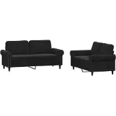 vidaXL Ensemble de canapés 2 pièces avec coussins Noir velours