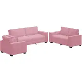 vidaXL Ensemble de canapés 3 pièces avec coussins Rose velours