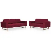 vidaXL Canapé 2 pièces tissu rouge vin