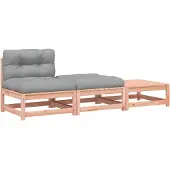 vidaXL Canapé de jardin sans accoudoirs avec coussins et tabourets