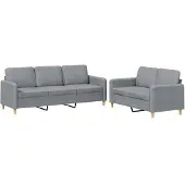 vidaXL Ensemble de canapés 2 pièces avec coussins Tissu gris clair