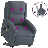 vidaXL Fauteuil de massage avec releveur gris foncé velours