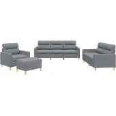 vidaXL Ensemble de canapés 4 pièces avec coussins Tissu gris clair
