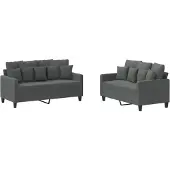 vidaXL Ensemble de canapés 2 pièces avec coussins Tissu gris foncé