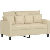 vidaXL Canapé 2 places crème 120 cm Tissu