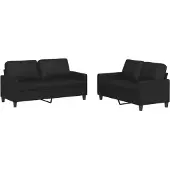 vidaXL Ensemble de canapés 2 pièces avec coussins Noir Similicuir