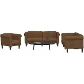vidaXL 3-pc. Ensemble canapé velours marron