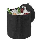 Keter Table pratique avec espace de rangement idéale pour la terrasse. Elle peut être e comme siège, table ou glacière.
