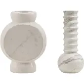 Mr. Stoned Coffret Cadeau en Marbre – Vases Circle & Ribbed Blanc