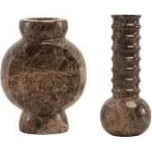 Mr. Stoned Coffret Cadeau en Marbre – Vases Circle & Ribbed Marron