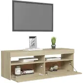Sonstiges Meuble TV avec lumières LED chêne sonoma 120x35x40 cm