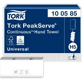 Tork Essuie-mains en papier PeakServe Continu H5 100585, 1 épaisseur &amp; gaufré, papier FSC, 12 paquets de 410 feuilles, dans 1 boîte, blanc