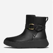 FitFlop Bottes mi-mollet plates en cuir F-Mode à boucle Femme Noir