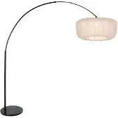 Steinhauer Lampe à arc noir Vela Lino avec une teinte crème Ø60cm