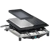 Steba RC4 Plus Deluxe Inox Appareil à Grillade, Pierrade et Raclette