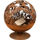 Esschert Design Brasero rond avec fleurs - D 57 x H 66 cm - Effet rouille