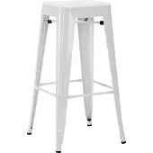 Duhome Ensemble de 4 tabourets de bar , hauteur d'assise de 76 cm, tabourets de bar empilables en métal avec repose-pieds, style industriel, couleur blanche