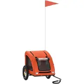 vidaXL Remorque pour vélo pour chiens Orange Tissu Oxford et fer
