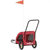 vidaXL Remorque pour vélo Chiens Rouge Tissu Oxford et fer
