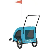 vidaXL Remorque pour vélo Chiens Bleu Tissu Oxford et fer