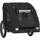 vidaXL Remorque pour vélo Chiens Noir Tissu Oxford et fer