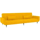 vidaXL Canapé-lit 2 places avec 2 coussins Velours jaune