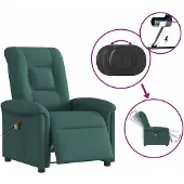 vidaXL Fauteuil de massage électrique Vert foncé Tissu