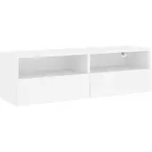 vidaXL Meuble TV mural blanc 100x30x30 cm en bois composite