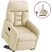 vidaXL Fauteuil relax avec releveur Crème Tissu