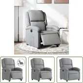 The Living Store Fauteuil Relax Electrique Gris Clair Tissu