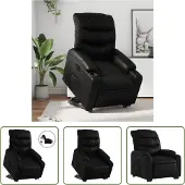 The Living Store Fauteuil relax releveur électrique noir similicuir