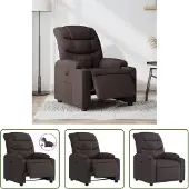 The Living Store Fauteuil Relax Electrique Tissu Marron Foncé