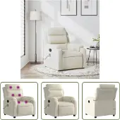 The Living Store Crème Massagesessel Samt