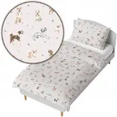 ANKRAS Parure de lit enfant 140x200 Motifs Chien Coton