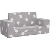 vidaXL Canapé-lit pour enfants 2 places gris clair avec étoiles Peluche douce