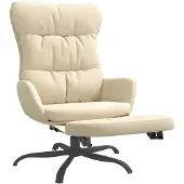 vidaXL Fauteuil relax avec repose-pieds Crème Tissu
