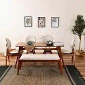 Dmora Pedrengo - ensemble Table et Chaises, Noyer brun, 6 places
