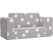 vidaXL Canapé-lit pour enfants 2 places gris clair avec étoiles Peluche douce