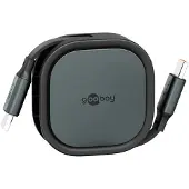 Goobay Câble USB-C auto-rétractable, 1 m, noir;argent -