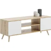 KOBI Meuble TV Focus 155 cm, chêne artisan blanc