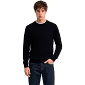 Superdry Homme Pull Essentiel Léger en Laine Mélangée Navy Taille: Xxl