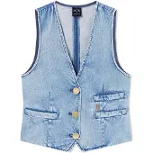 Armani Exchange pour femme. XW002263AF21338MB001 Gilet en jean léger en coton et lyocell bleu (S), Casuel, Denim