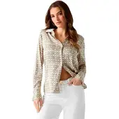 GUESS New Concetta Long Sleeve Shirt Beige XS Femme