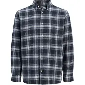 Jack & Jones Chemise 'JJEField' bleu-gris / bleu foncé / blanc